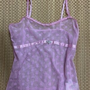 Pink Sheer Lace Camisole